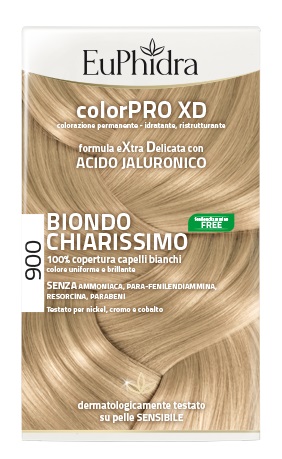 EUPHIDRA COLORPRO XD 900 BIONDO CHIARISSIMO GEL COLORANTE CAPELLI IN FLACONE + ATTIVANTE + BALSAMO + GUANTI - Farmacia Mastrangelo 