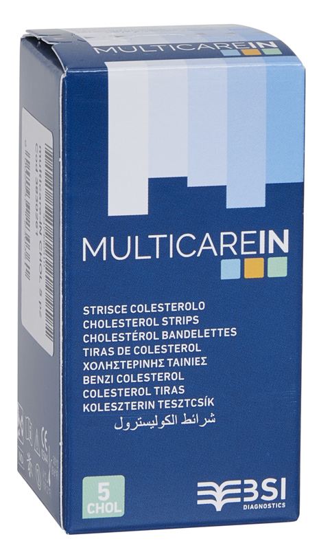 TEST COLESTEROLEMIA MULTICARE IN COLESTEROLO IN STRISCE CON ASPIRAZIONE CAPILLARE 5 PEZZI - Farmacia Mastrangelo 