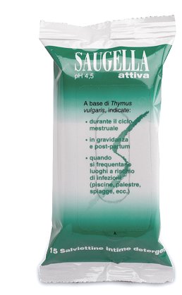 SAUGELLA ATTIVA SALVIETTINE 15 BUSTINE - Farmacia Mastrangelo 
