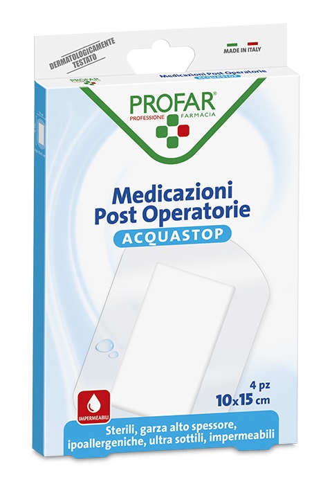 ACQUASTOP MEDICAZIONE POST OPERATORIA 10X15 CM PROFAR MED 4 PEZZI - Farmacia Mastrangelo 