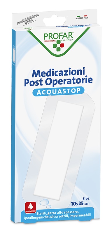 ACQUASTOP MEDICAZIONE POST OPERATORIA PROFAR MED 10X25 CM 3 PEZZI - Farmacia Mastrangelo 