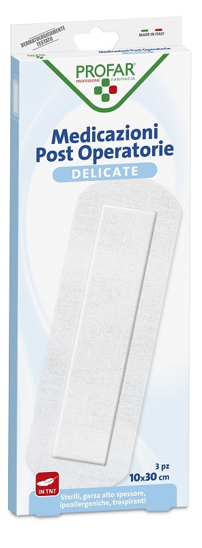 MEDICAZIONE POST OPERATORIA STERILE GARZA ANTIADERENTE 10X30 CM 3 PEZZI PROFAR - Farmacia Mastrangelo 