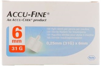AGO PER PENNA DA INSULINA ACCU-FINE PEN NEEDLE ACCU-CHEK GAUGE 31 X 6MM 100 PEZZI - Farmacia Mastrangelo 