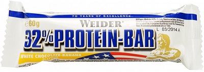 WEIDER 32% PROTEIN BARRETTA BANANA/CIOCCOLATO BIANCO 60 G - Farmacia Mastrangelo 