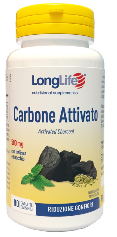LONGLIFE CARBONE ATTIVATO 80 TAVOLETTE DIVISIBILI - Farmacia Mastrangelo 