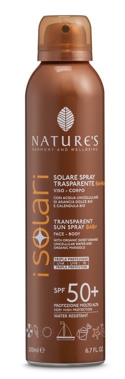 NATURE'S I SOLARI SPRAY TRASPARENTE BAMBINI SPF50+ 200 ML - Farmacia Mastrangelo 