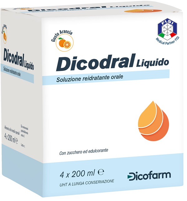 DICODRAL LIQUIDO SOLUZIONE REIDRATANTE ORALE 4 X 200 ML - Farmacia Mastrangelo 