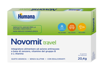 NOVOMIT TRAVEL 12 GOMME DA MASTICARE GUSTO ARANCIA - Farmacia Mastrangelo 