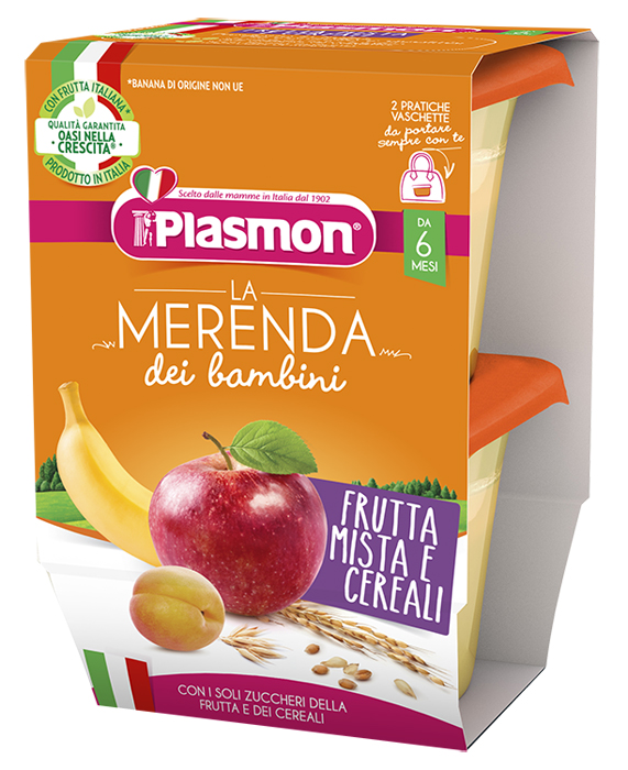 PLASMON LA MERENDA DEI BAMBINI MERENDE FRUTTA CEREALI ASETTICO 2 X 120 G - Farmacia Mastrangelo 