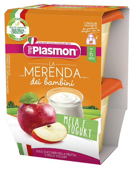 PLASMON LA MERENDA DEI BAMBINI SAPORI DI NATURA MELA YOGURT ASETTICO 2 X 120 G - Farmacia Mastrangelo 