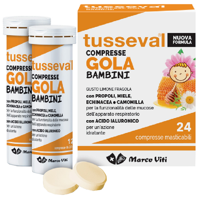 TUSSEVAL GOLA BAMBINI 24 COMPRESSE - Farmacia Mastrangelo 