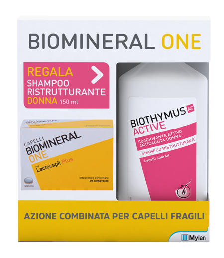 BIOMINERAL ONE LACTOCAPIL 30 COMPRESSE + BIOTHYMUS SHAMPOO DONNA RISTRUTTURANTE 150 ML - Farmacia Mastrangelo 