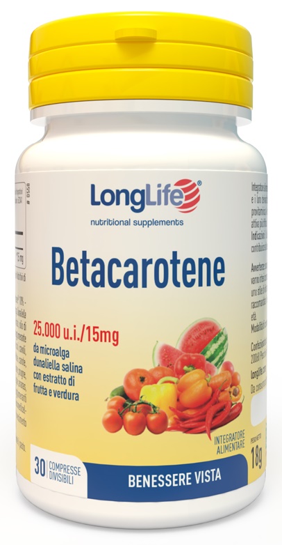 LONGLIFE BETACAROTENE 25000 UI 30 COMPRESSE - Farmacia Mastrangelo 