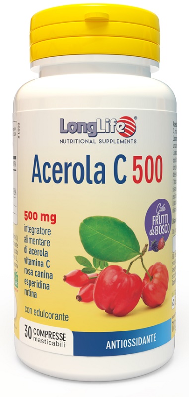 LONGLIFE ACEROLA C500 FRUTTI DI BOSCO 30 COMPRESSE MASTICABILI - Farmacia Mastrangelo 