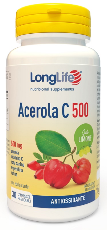 LONGLIFE ACEROLA C500 LIMONE 30 COMPRESSE MASTICABILI - Farmacia Mastrangelo 