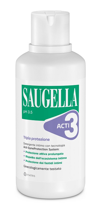SAUGELLA ACTI3 TRIPLA PROTEZIONE DETERGENTE INTIMO 500 ML - Farmacia Mastrangelo 