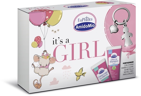 EUPHIDRA AMIDOMIO IT'S A GIRL COFANETTO CON 1 DOCCIA SHAMPOO 2IN1+1 CREMA CORPO+PORTACHIAVI - Farmacia Mastrangelo 