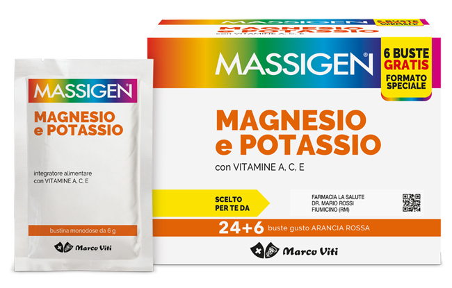 MASSIGEN MAGNESIO POTASSIO 24 BUSTINE + 6 BUSTINE - Farmacia Mastrangelo 