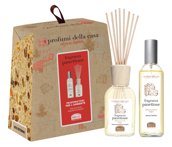 I PROFUMI DELLA CASA SET PANETTONE 1 SPRAY AMBIENTE 100 ML + BASTONCINI AROMATICI AMBIENTE 100 ML - Farmacia Mastrangelo 