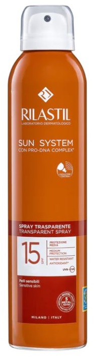 RILASTIL SUN SYSTEM TRANSPARENT SPRAY SPF15 200 ML - Farmacia Mastrangelo 