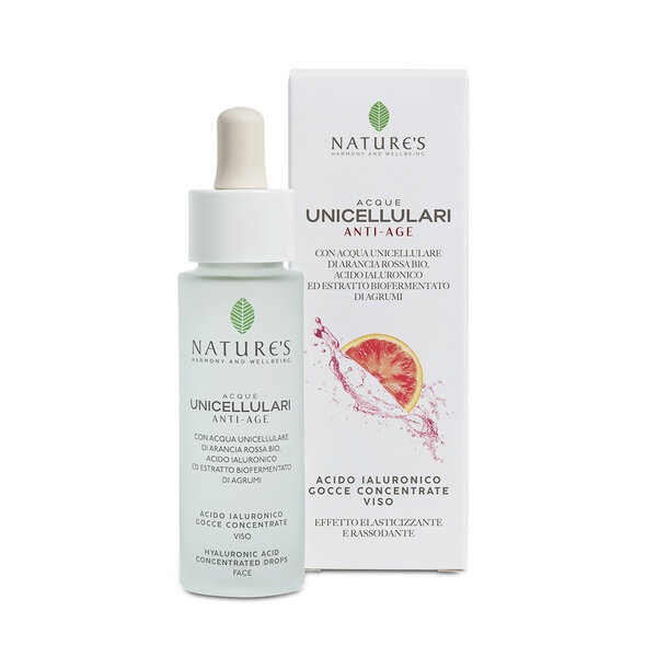 ACQUE UNICELLULARI ACIDO JALURONICO GOCCE VISO ANTI AGE ARANCIA ROSSA 30 ML NATURE'S - Farmacia Mastrangelo 