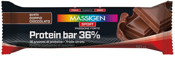 MASSIGEN SPORT PROTEIN BARRETTA 36% DOPPIO CIOCCOLATO 35 G - Farmacia Mastrangelo 