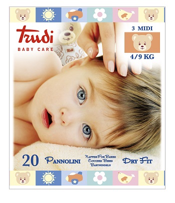 TRUDI BABY CARE PANNOLINI DRY FIT MIDI 4/9 KG 20 PEZZI - Farmacia Mastrangelo 