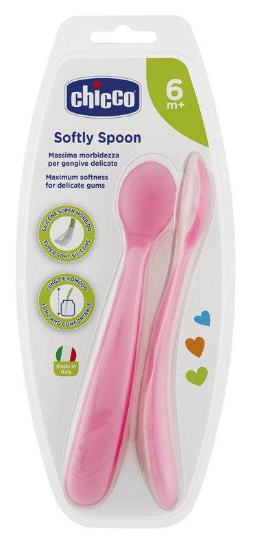 CHICCO CUCCHIAIO SILICONE FEMMINILE BI PACK 6M+ - Farmacia Mastrangelo 