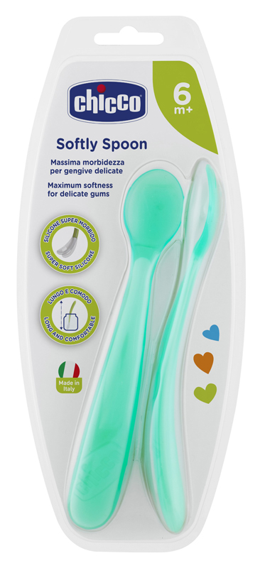 CHICCO CUCCHIAIO SILICONE MASCHILE BI PACK 6M+ - Farmacia Mastrangelo 