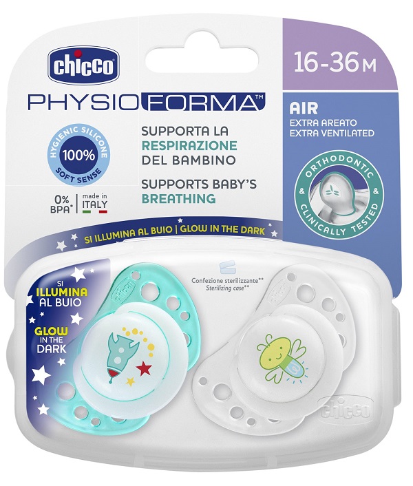CHICCO SUCCHIETTO AIR LUMI IN SILICONE 16-36 MESI 2 PEZZI - Farmacia Mastrangelo 