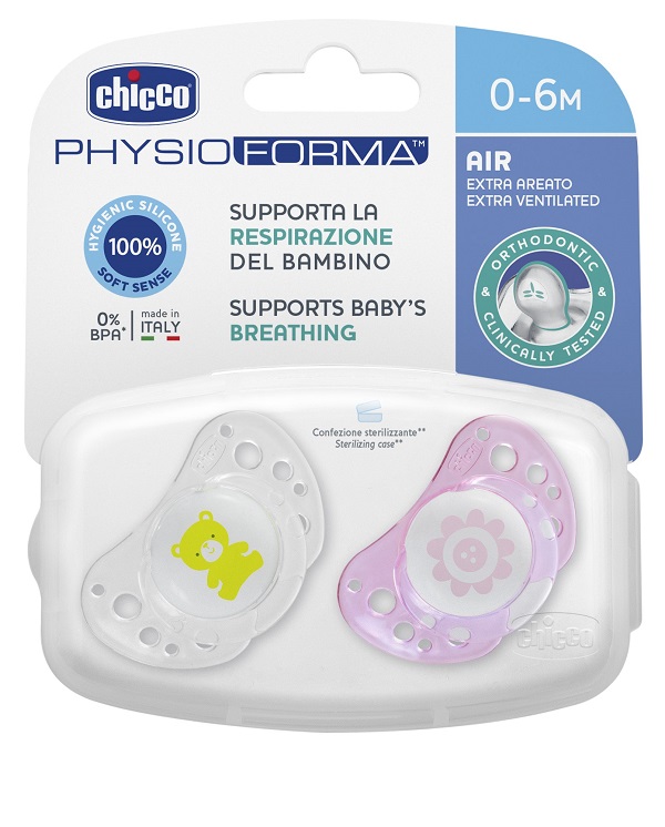 CHICCO SUCCHICCO AIR GIRL SILICONE 0-6 MESI 2 PEZZI - Farmacia Mastrangelo 