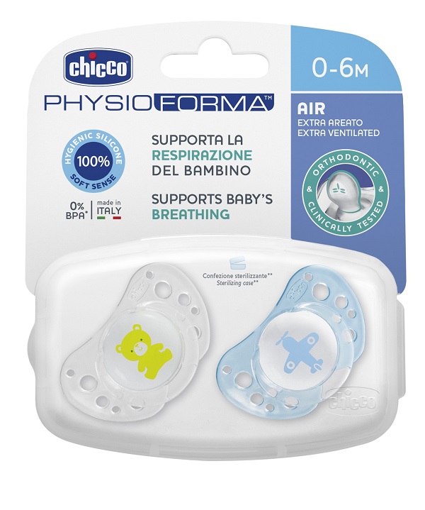CHICCO SUCCHICCO AIR BOY SILICONE 0-6 MESI 2 PEZZI - Farmacia Mastrangelo 