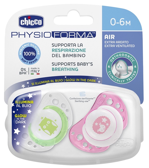 CHICCO SUCCHICCO AIR LUM SILICONE 0-6 MESI 2 PEZZI - Farmacia Mastrangelo 