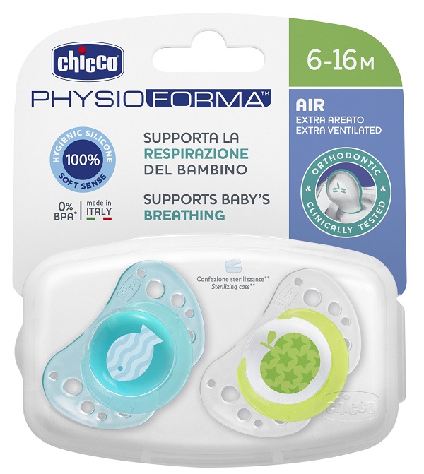CHICCO SUCCHIETTO AIR BOY IN SILICONE 6-16 MESI 2 PEZZI - Farmacia Mastrangelo 
