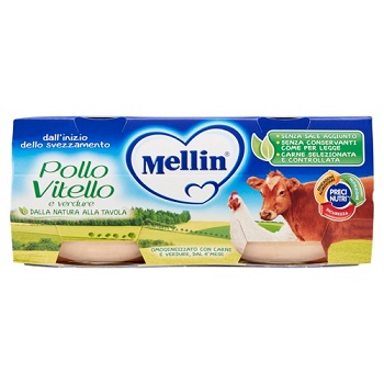MELLIN OMOGENEIZZATO POLLO VITELLO CON VERDURE 2 X 80 G - Farmacia Mastrangelo 