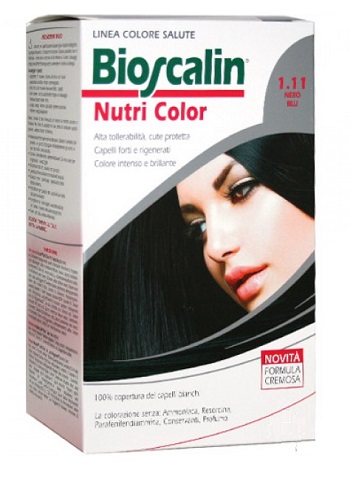 BIOSCALIN NUTRI COLOR 1,11 NERO BLU SINCROB 124 ML - Farmacia Mastrangelo 