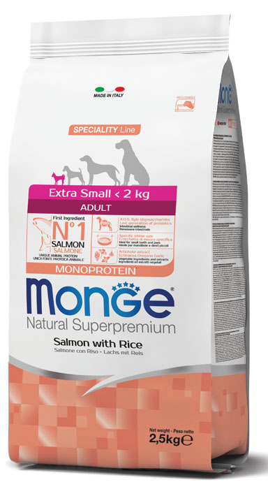 MONGE EXTRA SMALL ADULT SALMONE & RISO 800 G - Farmacia Mastrangelo 
