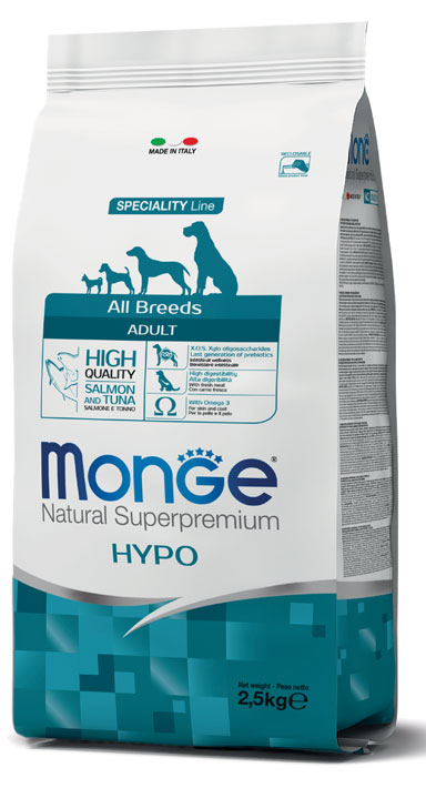 MONGE ALL BREEDS ADULT HYPOALLERGENIC SALMONE & TONNO 12000 G - Farmacia Mastrangelo 