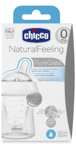 CHICCO BIBERON NATURALFEELING VETRO 0M+ 150 ML - Farmacia Mastrangelo 