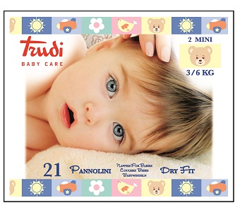 TRUDI BABY CARE PANNOLINI DRY FIT MINI 3/6 KG 21 PEZZI - Farmacia Mastrangelo 