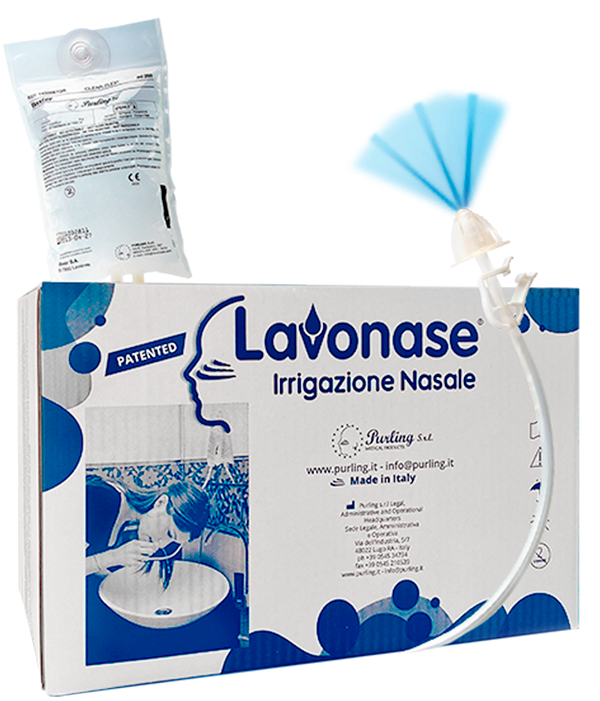 LAVONASE 2 BLISTER STERILI + 10 SACCHE SOLUZIONE FISIOLOGICAPER LAVAGGI NASALI + 1 CLAMP + 1 VENTOSA - Farmacia Mastrangelo 