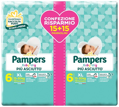 PAMPERS BABY DRY DUO DWCT XL 30 PEZZI - Farmacia Mastrangelo 