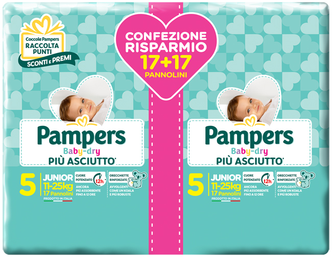 PAMPERS BABY DRYDUO DWCT JUNIOR X 34 PEZZI - Farmacia Mastrangelo 