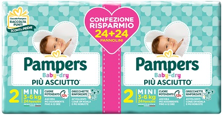 PAMPERS BABY DRY DUO DOWNCOUNT MINI 48 PEZZI - Farmacia Mastrangelo 