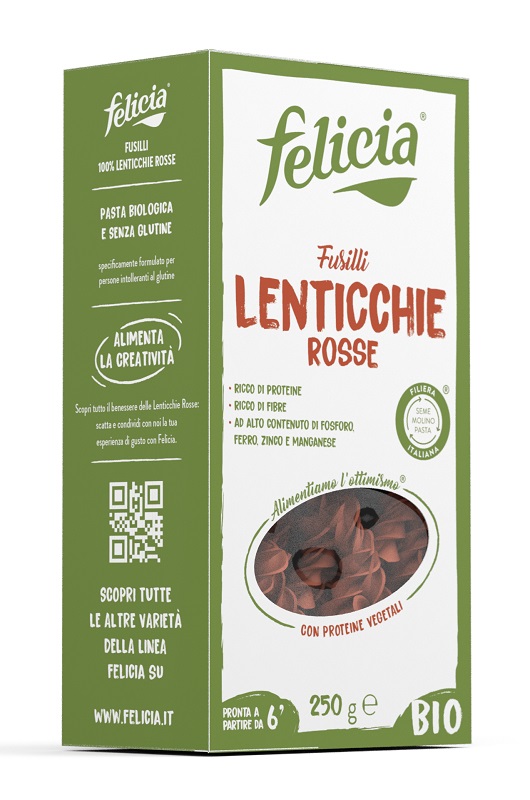 FELICIA BIO FUSILLI DI LENTICCHIE ROSSE 250 G - Farmacia Mastrangelo 