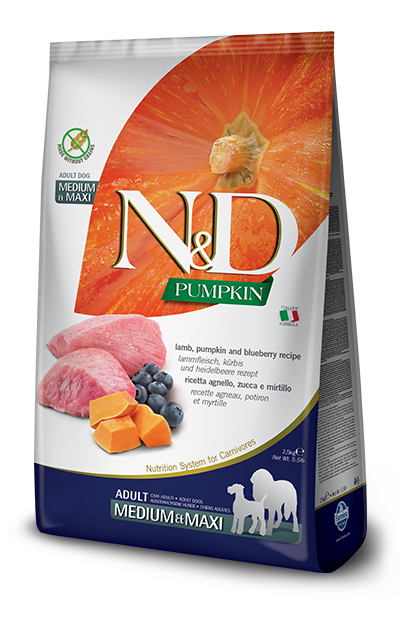N&D GF PUMPKIN LAMB&BLUEBERRY ADULT MEDIUM/MAXI 2,5 KG - Farmacia Mastrangelo 