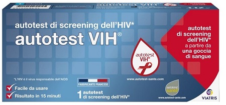 AUTOTEST VIH SCREENING DELL'HIV CONTIENE 1 AUTOTEST + SOLUZIONE + BISTURI + CEROTTO + GARZA + SALVIETTA DISINFETTANTE - Farmacia Mastrangelo 