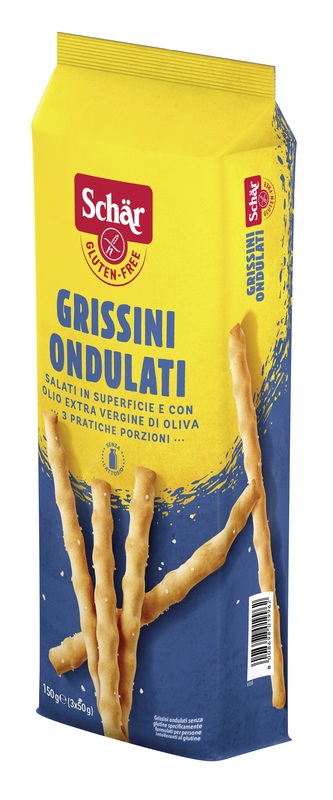 SCHAR GRISSINI ONDULATI SALATI IN SUPERFICIE 3 PORZIONI DA 50 G - Farmacia Mastrangelo 