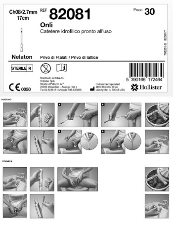 CATETERE IDROFILO INTERMITTENTE ONLI PRONTO ALL'USO 17 CM CH8 30 PEZZI - Farmacia Mastrangelo 