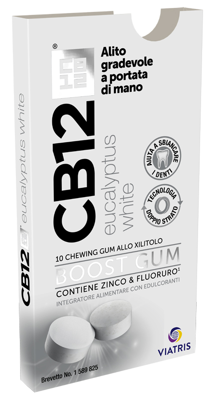 CB12 BOOST EUCALYPTUS WHITE 10 CHEWING GUM - Farmacia Mastrangelo 